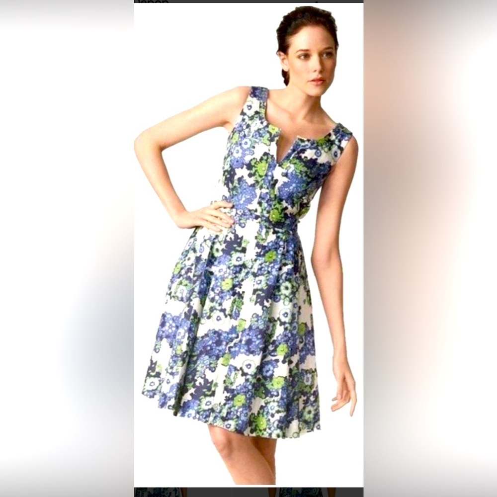 Tory Burch Amelia sleeveless Linen Floral A-line Dress Size 2